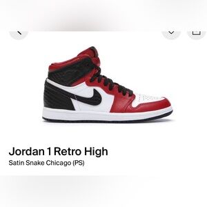 Jordan Retro High Satin Snake in Red, Black, and White